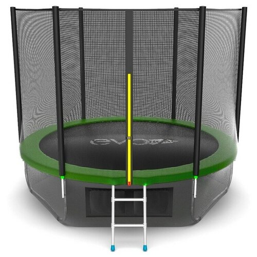 Батут с внешней сеткой и лестницей EVO Jump External 10ftt+ нижняя сеть, зеленый