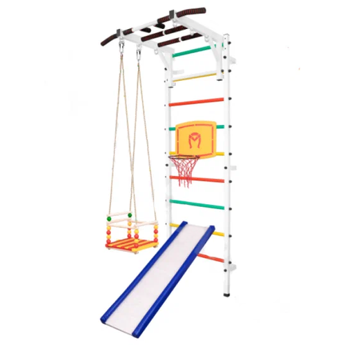 Шведская Стенка с турником, качелями, горкой и баскетбольным кольцом