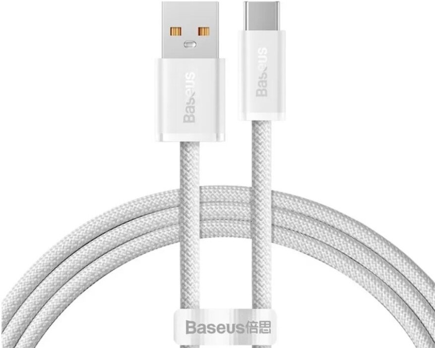 Кабель для быстрой зарядки Baseus Dynamic Series Fast Charging, USB to Type-C, 100W, 1 м, Белый