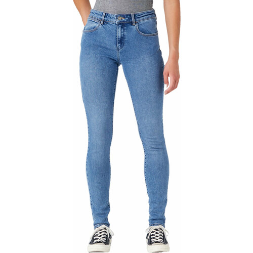 Джинсы скинни Wrangler, размер 26/32, голубой джинсы скинни wrangler размер 26 32 синий