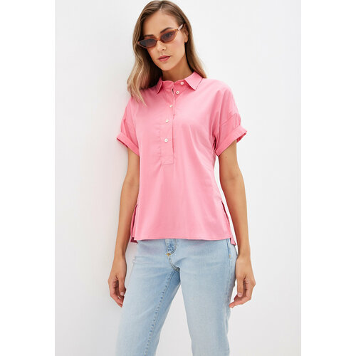 Рубашка  COLLETTO BIANCO, прямой силуэт, короткий рукав, размер 52, розовый
