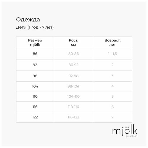 Пижама Mjolk, размер 110, экрю, бежевый футболка mjolk размер 110 синий экрю