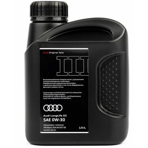 Синтетическое моторное масло Audi LongLife III 0W-30, 1 л