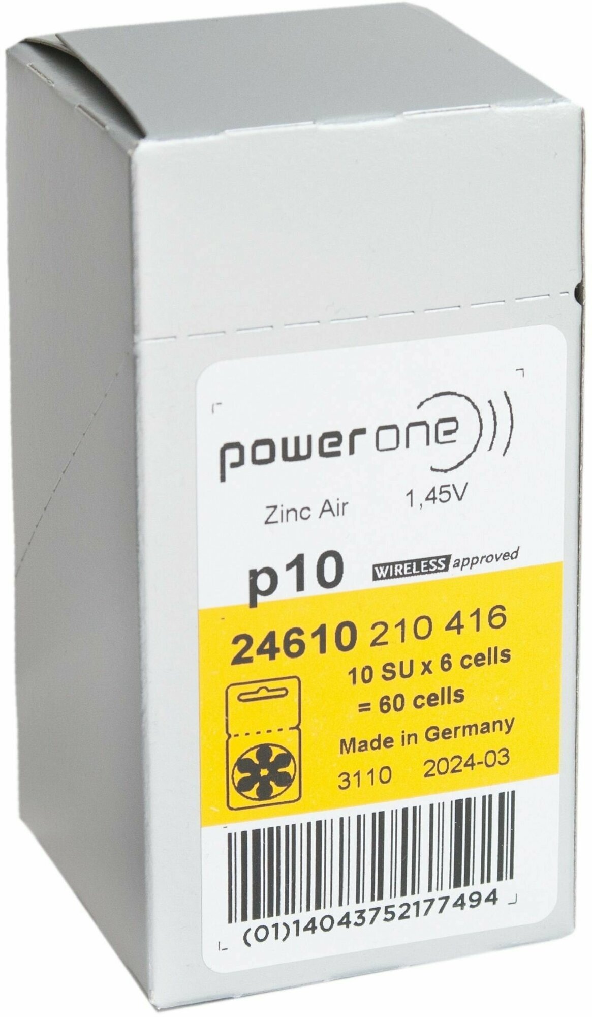 Батарейки для слуховых аппаратов Power One p10 30 шт