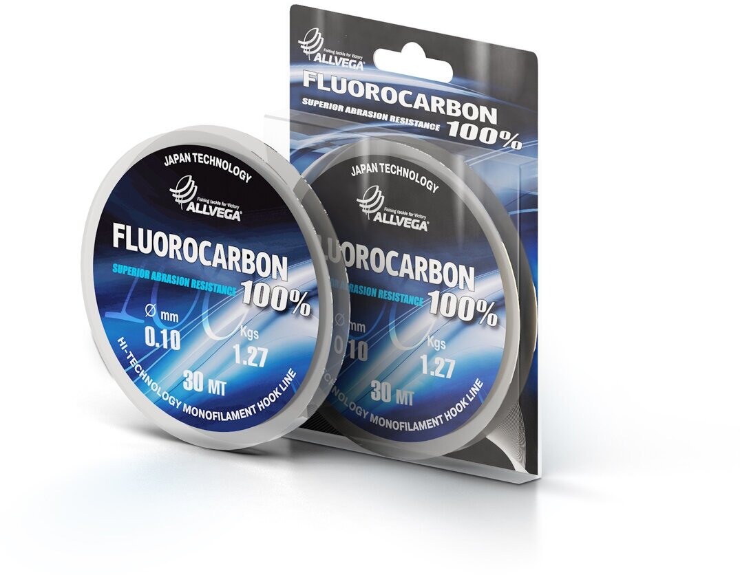 Леска монофильная ALLVEGA "FX Fluorocarbon 100%" 30м 0,10мм (1,27кг) флюорокарбон 100%