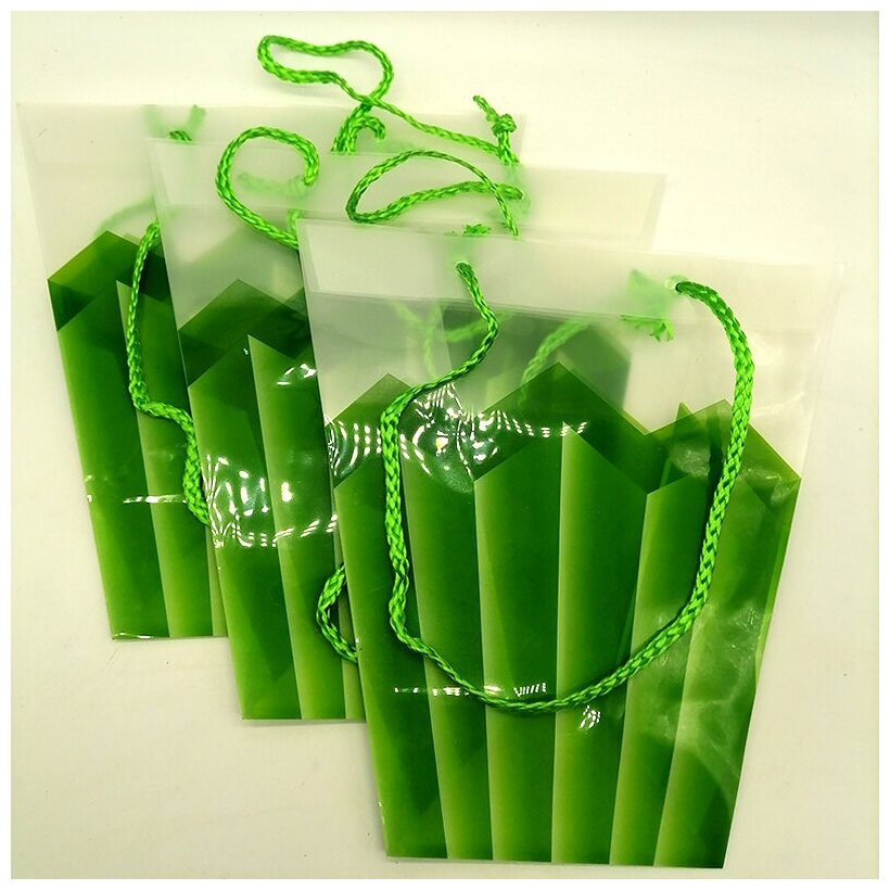 Подарочная сумка для цветов, зеленая (комплект 3шт)