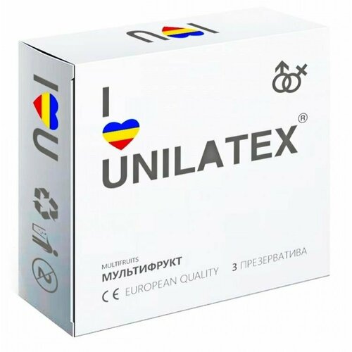 Разноцветные ароматизированные презервативы Unilatex Multifruits - 3 шт, Unilatex Multifruits №3, 65871