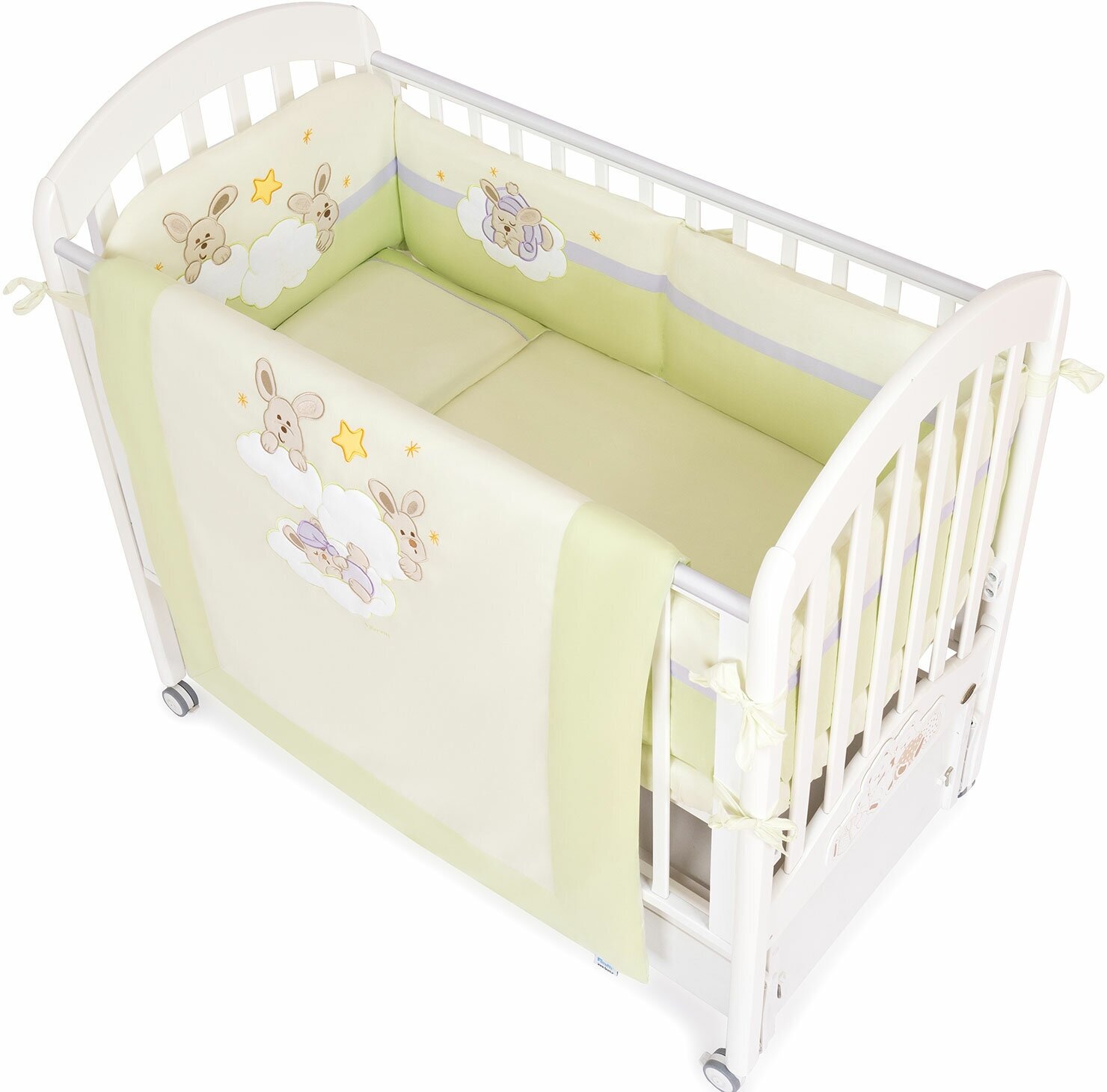 Постельное белье Feretti "Rabbit", 6 предметов, гипоаллергенное, зеленый, унисекс — фото 1