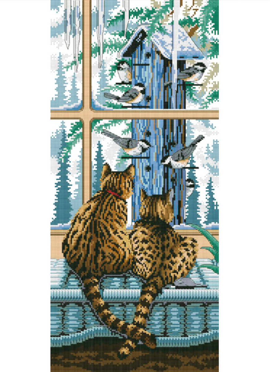 Набор для вышивания крестиком Белоснежка "Двое" / Набор для вышивания 21х47 см / Животные / Кошки