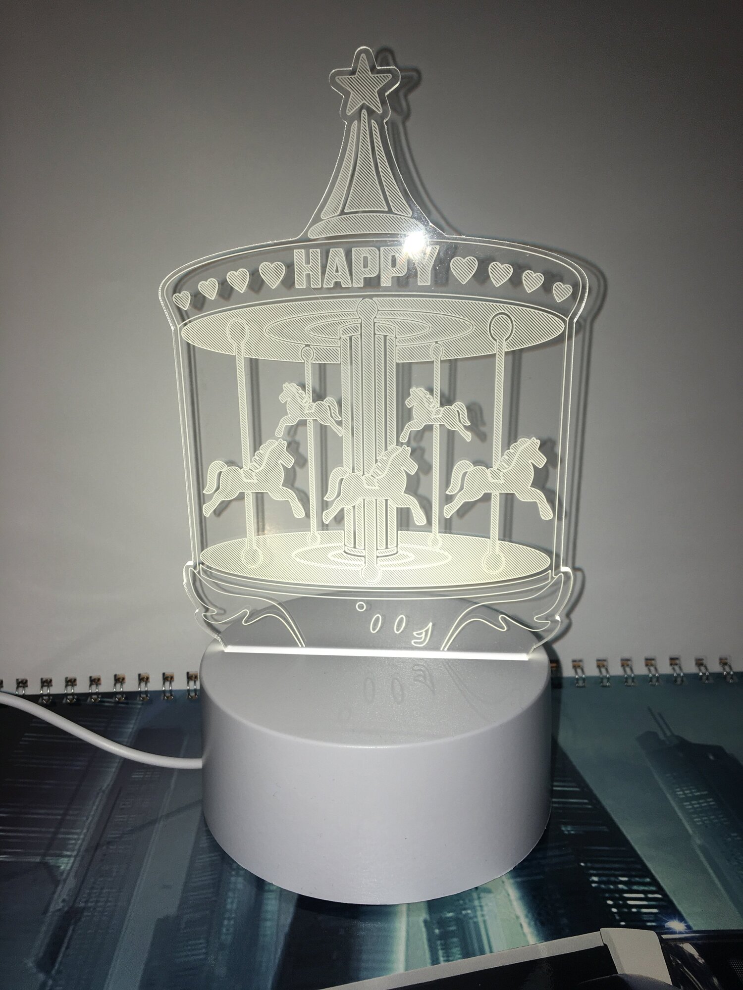 3D LED Карусель Светильник - ночник детский настольный - фотография № 4