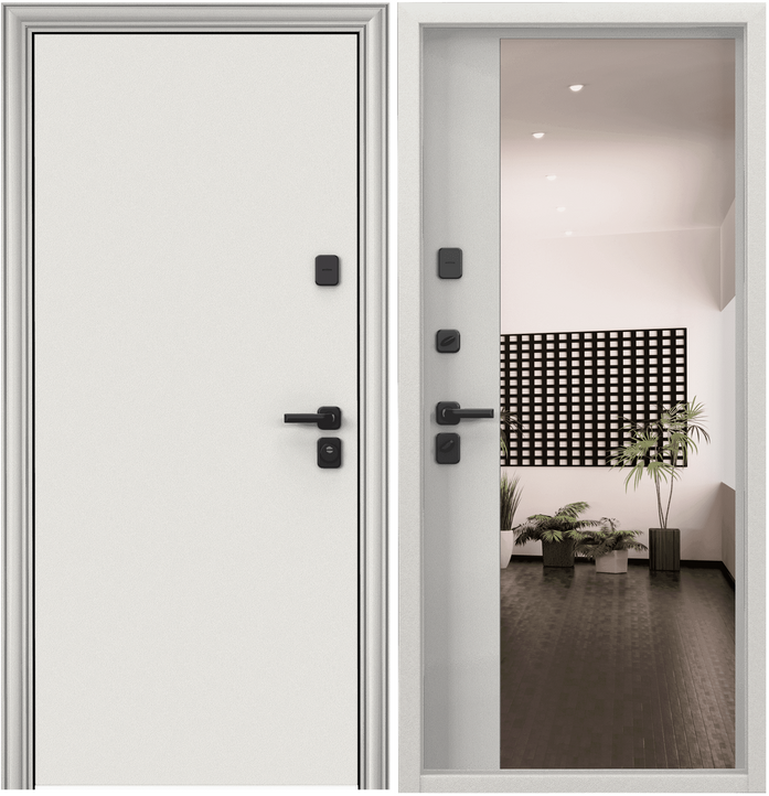 Дверь входная для квартиры Torex Comfort X 950х2050, левый, тепло-шумоизоляция, антикоррозийная защита, замки 4-го класса защиты, зеркало, белый