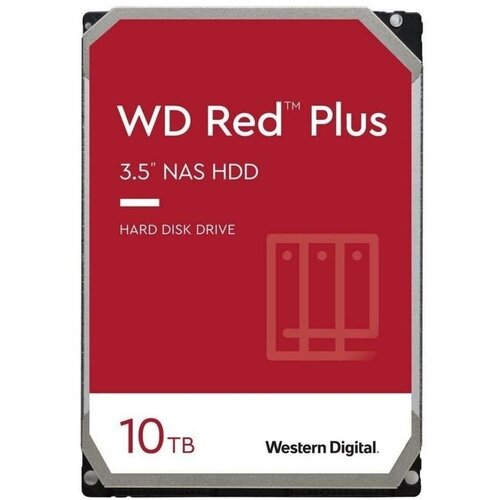 Western Digital Жесткий диск 10ТБ Western Digital Red Plus WD101EFBX, 7200об./мин, 256МБ (SATA III) (oem) жесткий диск seagate skyhawkai st10000ve0008 10тб hdd sata iii 3 5