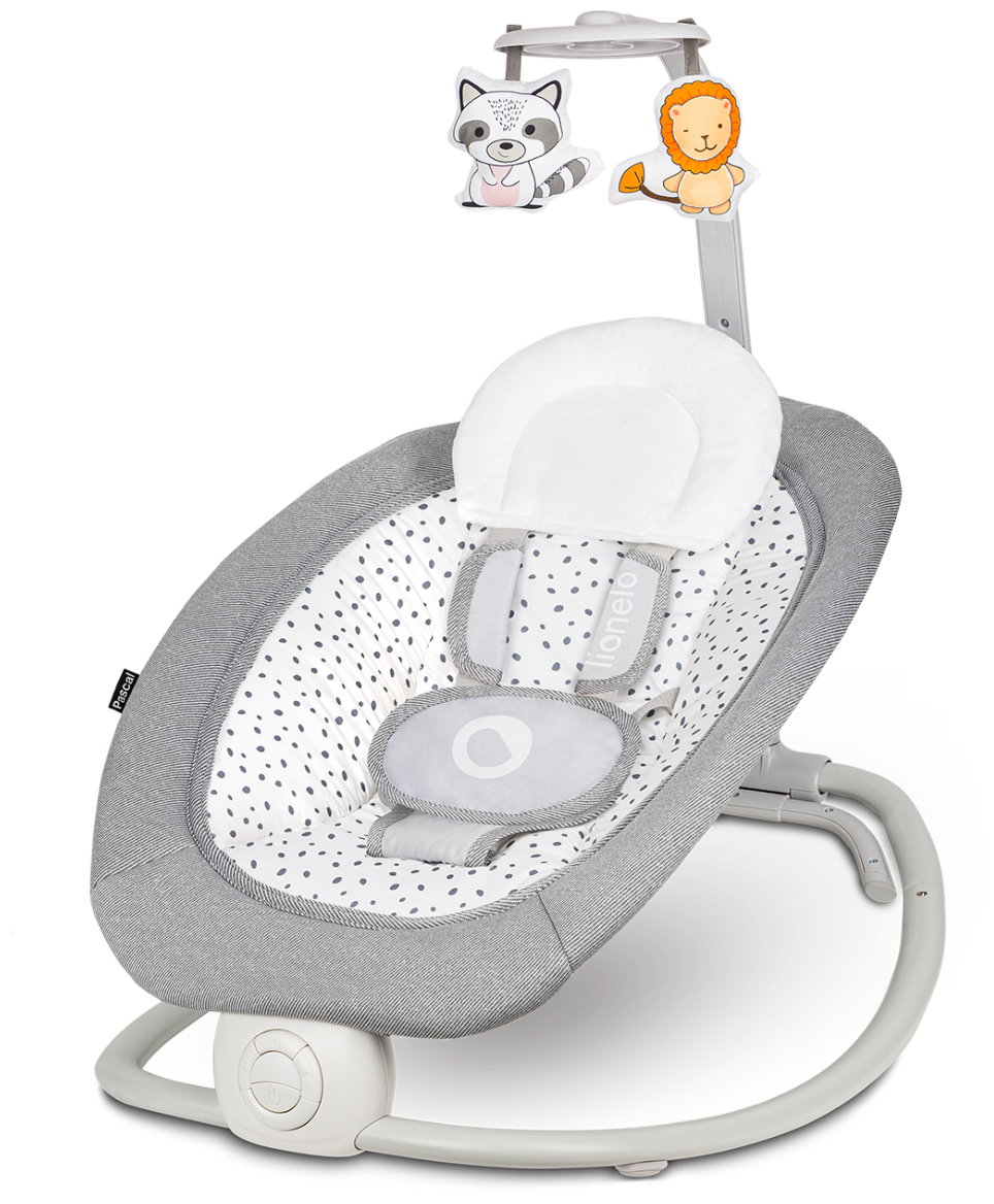 Детский шезлонг качалка для новорожденных Lionelo Pascal Grey Dove