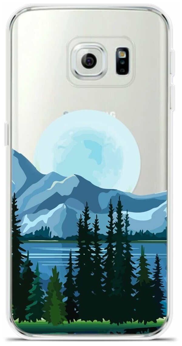 Силиконовый чехол на Samsung Galaxy S6 Edge Луна / для Самсунг Галакси С6 Эдж