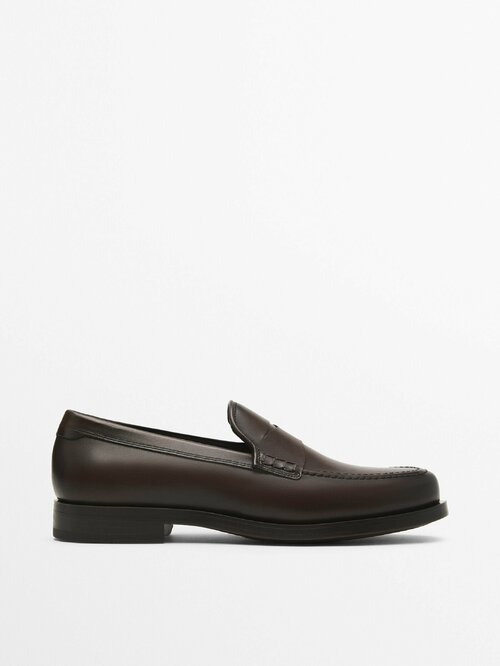 Туфли Massimo Dutti, демисезонные, натуральная кожа, размер 44, черный