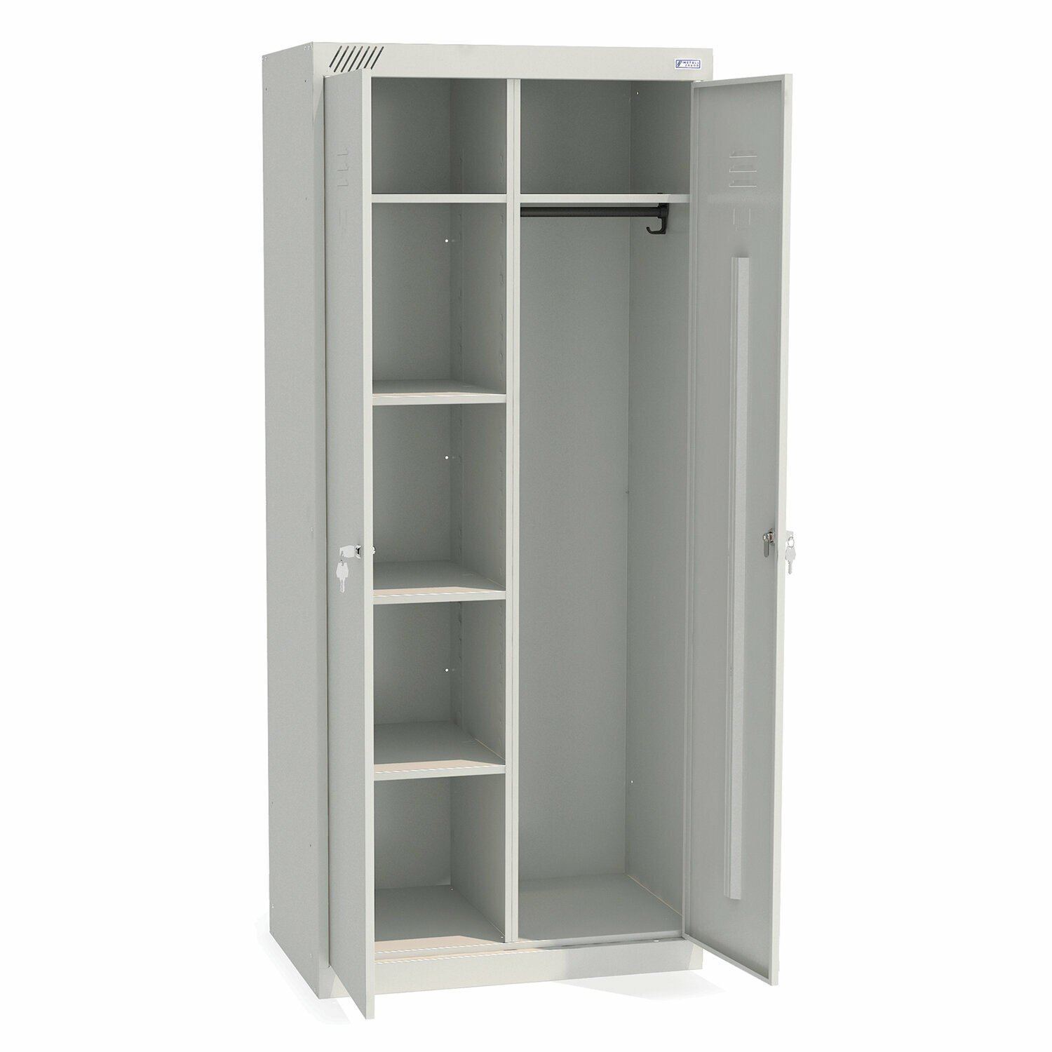 Шкаф металлический хозяйственный ШМ-У 22-800, двухсекционный, 1850×800×500 мм, 38 кг, разборный /Квант продажи 1 ед./