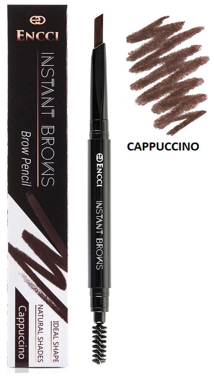 Карандаш для бровей ENCCI Instant Brows, кремовый, цвет капучино, эффект микроблейдинга, автоматический с щеточкой