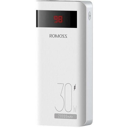 Мобильный аккумулятор Romoss Sense 6PS Pro 20000mAh 3A Power Delivery QC 30 2xUSB беспров зар белый 359800₽