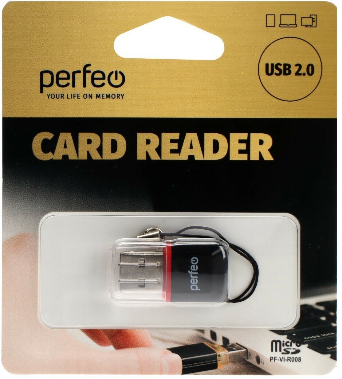 Картридер (PERFEO (PF_5055) Card Reader Micro SD, (PF-VI-R008 Black) чёрный)