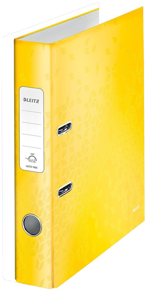 Папка-регистратор Leitz WOW 10060016 A4 52мм лам. карт. желтый без. окант. вместимость 350 листов накл. на кор.
