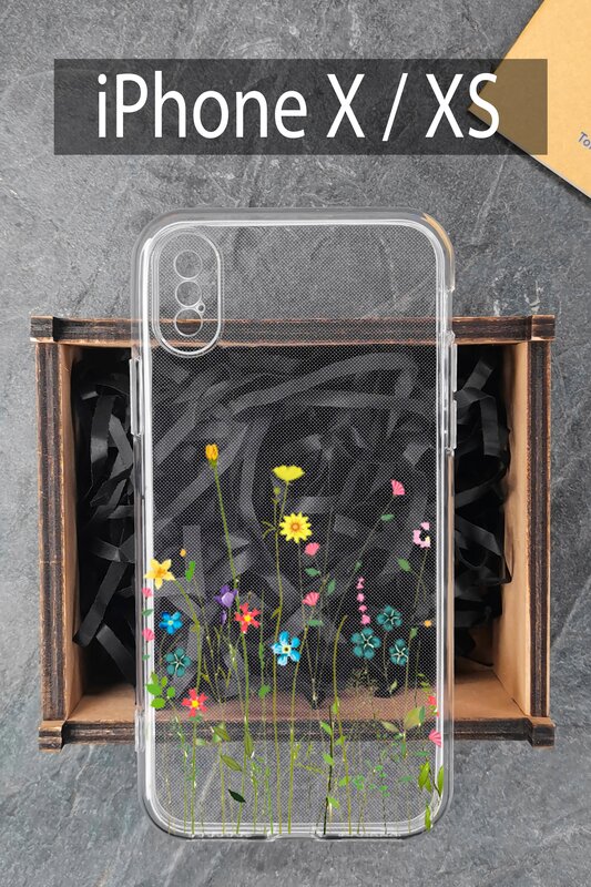 Силиконовый чехол Полевые цветы для iPhone X / Айфон X