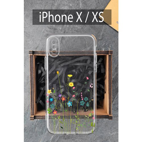 Силиконовый чехол Полевые цветы для iPhone X / Айфон X силиконовый чехол lets go tevel для iphone x айфон x