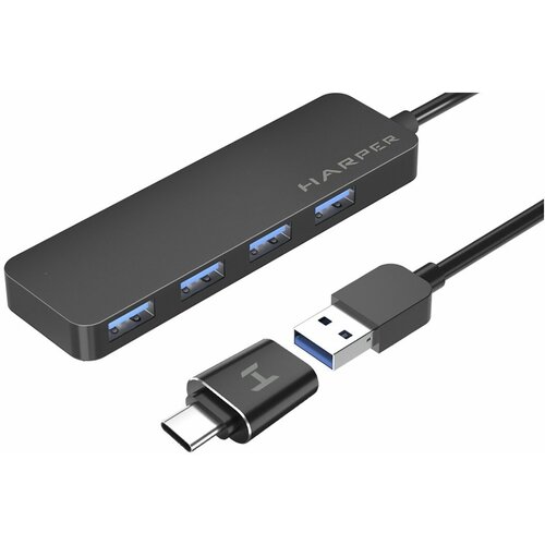 Разветвитель USB 30 HARPER HUB-04M Black 4 порта USB 30 99000₽