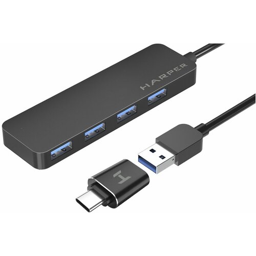 Разветвитель USB 3.0 HARPER HUB-04M Black 4 порта USB 3.0