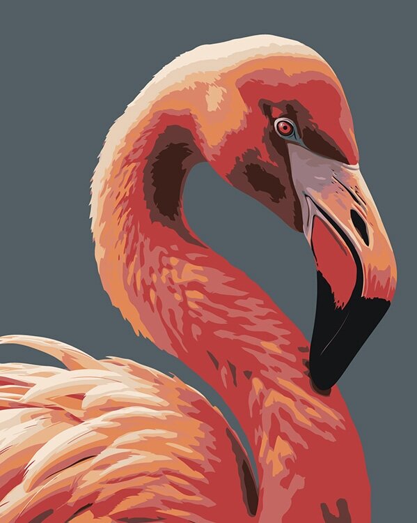 Картина по номерам ЖПН на холсте с подрамником "Грациозный фламинго", Раскраска 40x50 см, Птицы