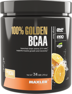 Фото Аминокислоты Maxler 100% Golden BCAA - Апельсин, 210г - БЦАА в соотношении 2:1:1 - В форме порошка - 30 порций