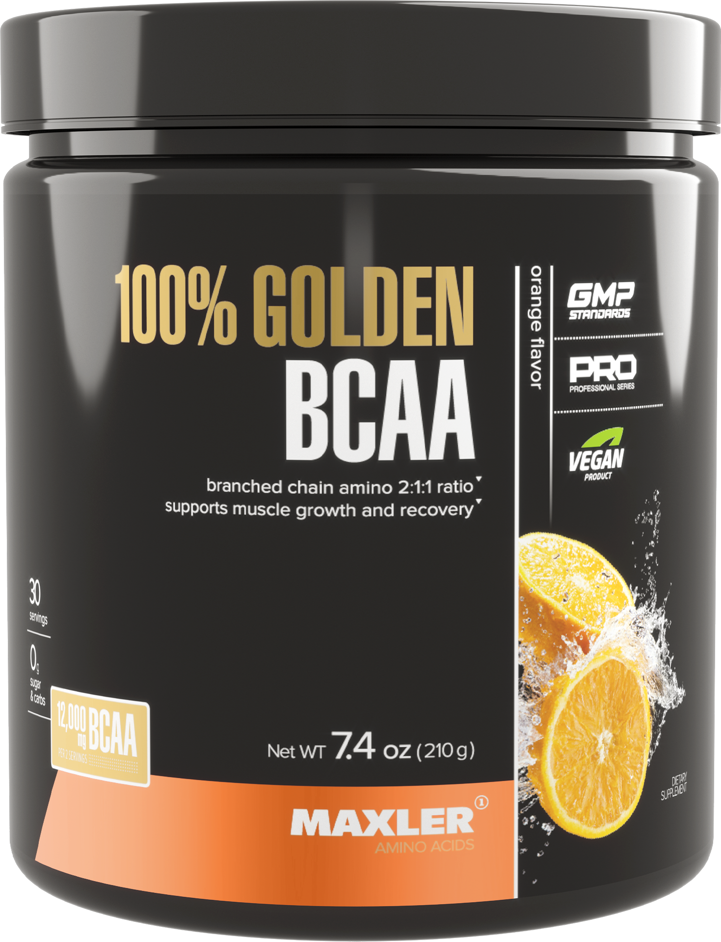 Аминокислоты Maxler 100% Golden BCAA - Апельсин, 210г - БЦАА в соотношении 2:1:1 - В форме порошка - 30 порций