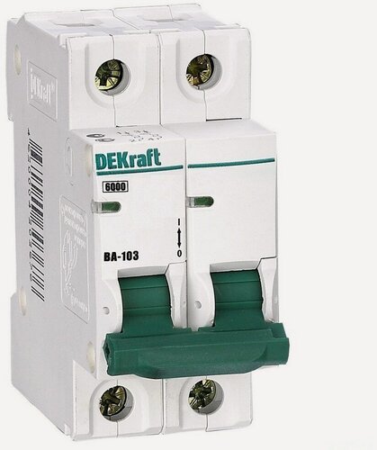 Изображение товара Автоматический выключатель DEKraft ВА-103 25A C 2P 6кА (автомат электрический) 12291DEK