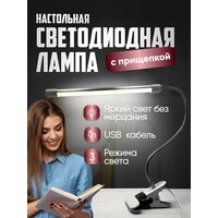 Светильник настольный светодиодный 8W на прищепке USB черный