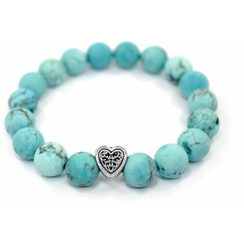 фото Handinsilver ( посеребриручку ) браслет из матовой бирюзы 10мм с сердцем