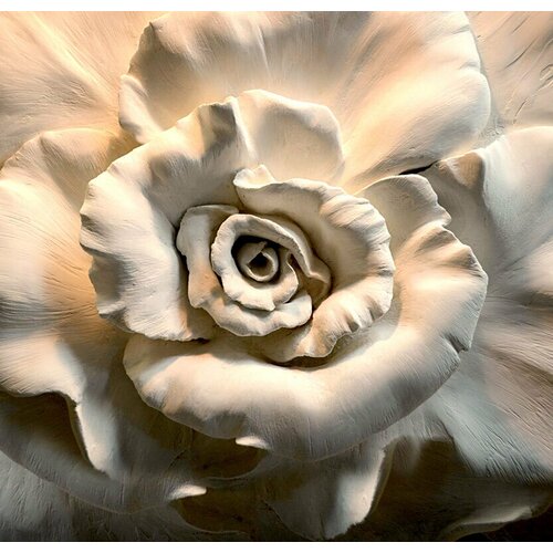 Моющиеся виниловые фотообои GrandPiK Барельеф роза. Гипс, 250х240 см