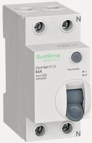 Изображение товара Устройство защитного отключения (УЗО) Systeme Electric (schneider Electric) 2п 63А 30мА тип AC City9 Set, 230В, C9R36263