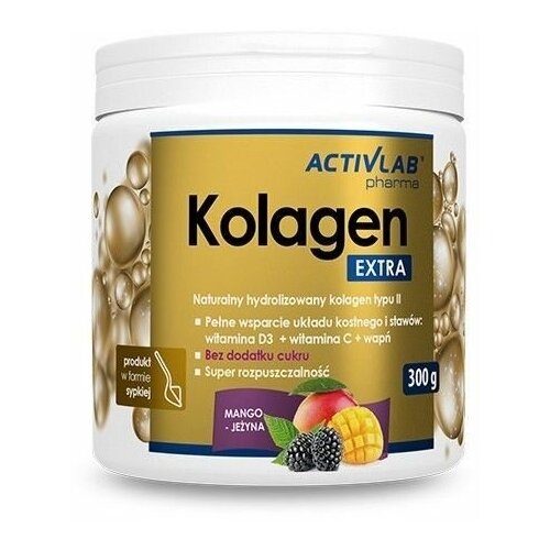 фото Гидролизованный коллаген ii типа с витаминами activlab collagen extra, порошок 300г (манго-ежевика)