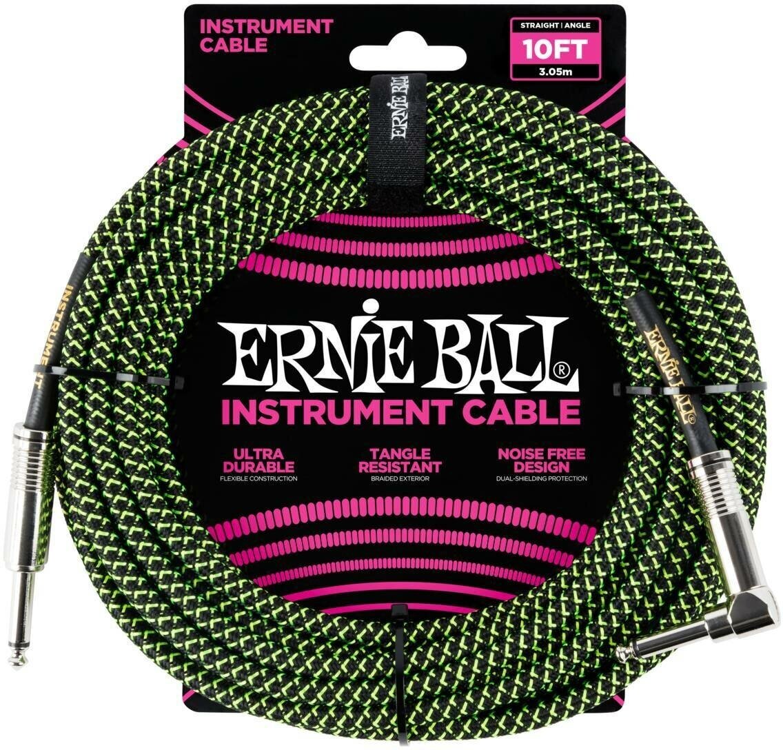 Инструментальный кабель Ernie Ball 6077 3м Braided Green Ernie Ball (Эрни Бол)