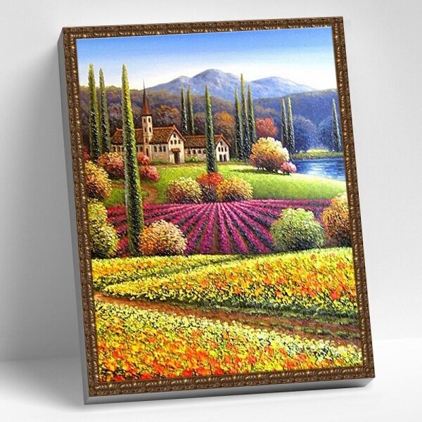 Картина мозаикой с нанесенной рамкой «Тосканские домики» 40х50 см, Molly