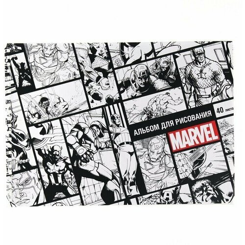 Альбом для рисования на гребне, А4, 40 листов, Marvel, Мстители