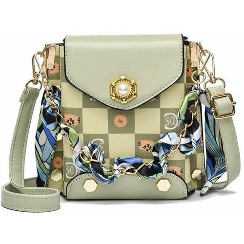 фото Сумка кросс-боди , фактура гладкая, зеленый нет бренда