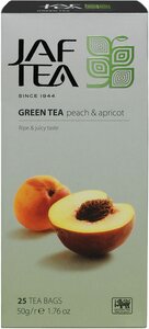 Чай зелёный JAF TEA Green Peach & Apricot с ароматом персика и абрикоса, 25 пак.