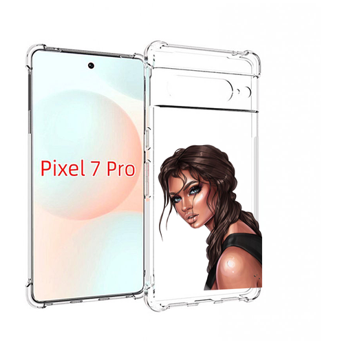 Чехол MyPads красивая-девушка-в-черной-майке женский для Google Pixel 7 Pro задняя-панель-накладка-бампер