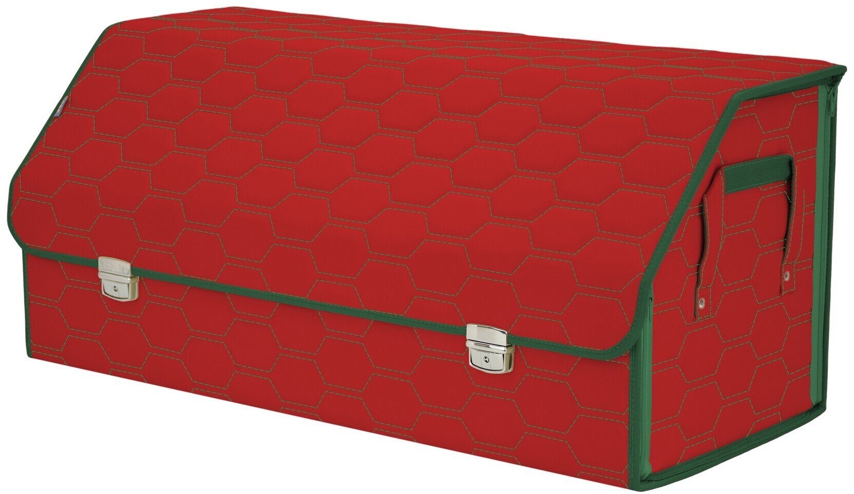 Органайзер-саквояж в багажник "Союз Премиум" (размер XXL). Цвет: красный с зеленой прострочкой Соты.