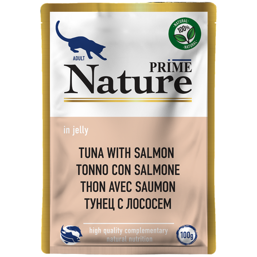 Влажный корм для кошек PRIME Nature тунец с лососем 24 уп. х 100 г (мини-филе)