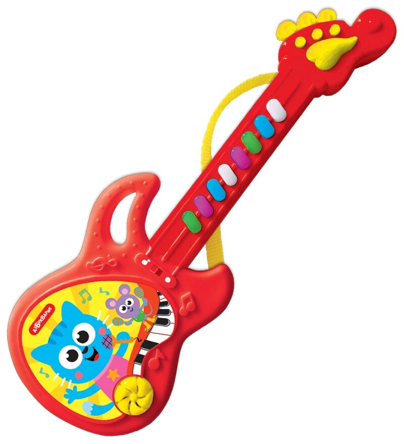 Музыкальная развивающая игрушка Азбукварик Гитара Любимые песенки Красная