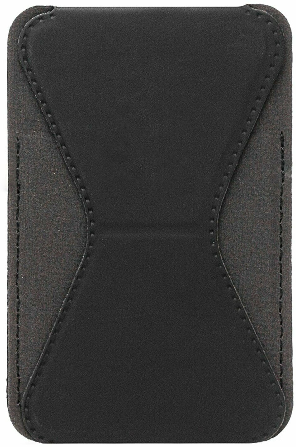 Картхолдер на телефон из искусственной кожи с подставкой / крепление на 3М скотч / кармашек для карточек пропусков проездных черный