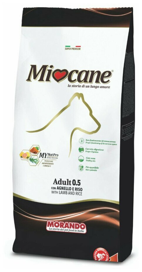 Miocane Adult 0.5 сухой корм для взрослых собак с ягненком и рисом - 20 кг