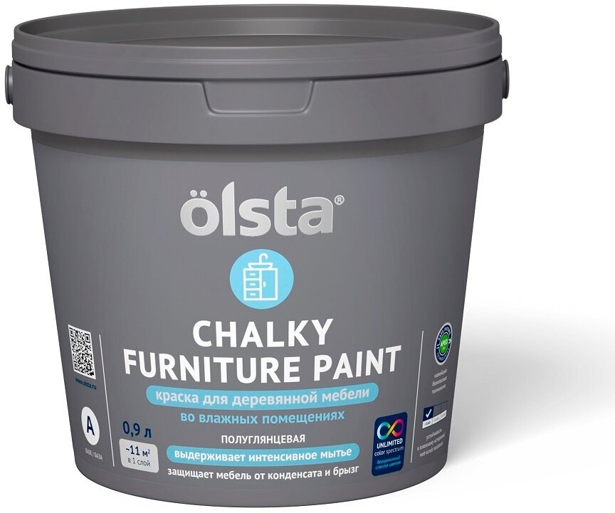 Краска для деревянной мебели кухонь и ванных Olsta Chalky Furniture Paint полуглянцевая