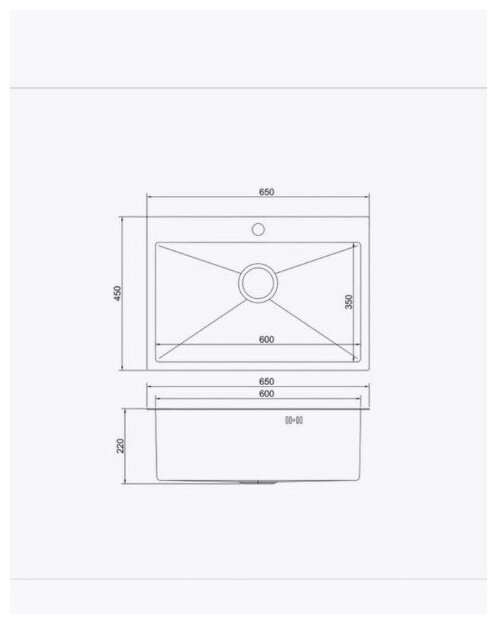 Мойка из нержавеющей стали для кухни, врезная 65х45 - фотография № 9